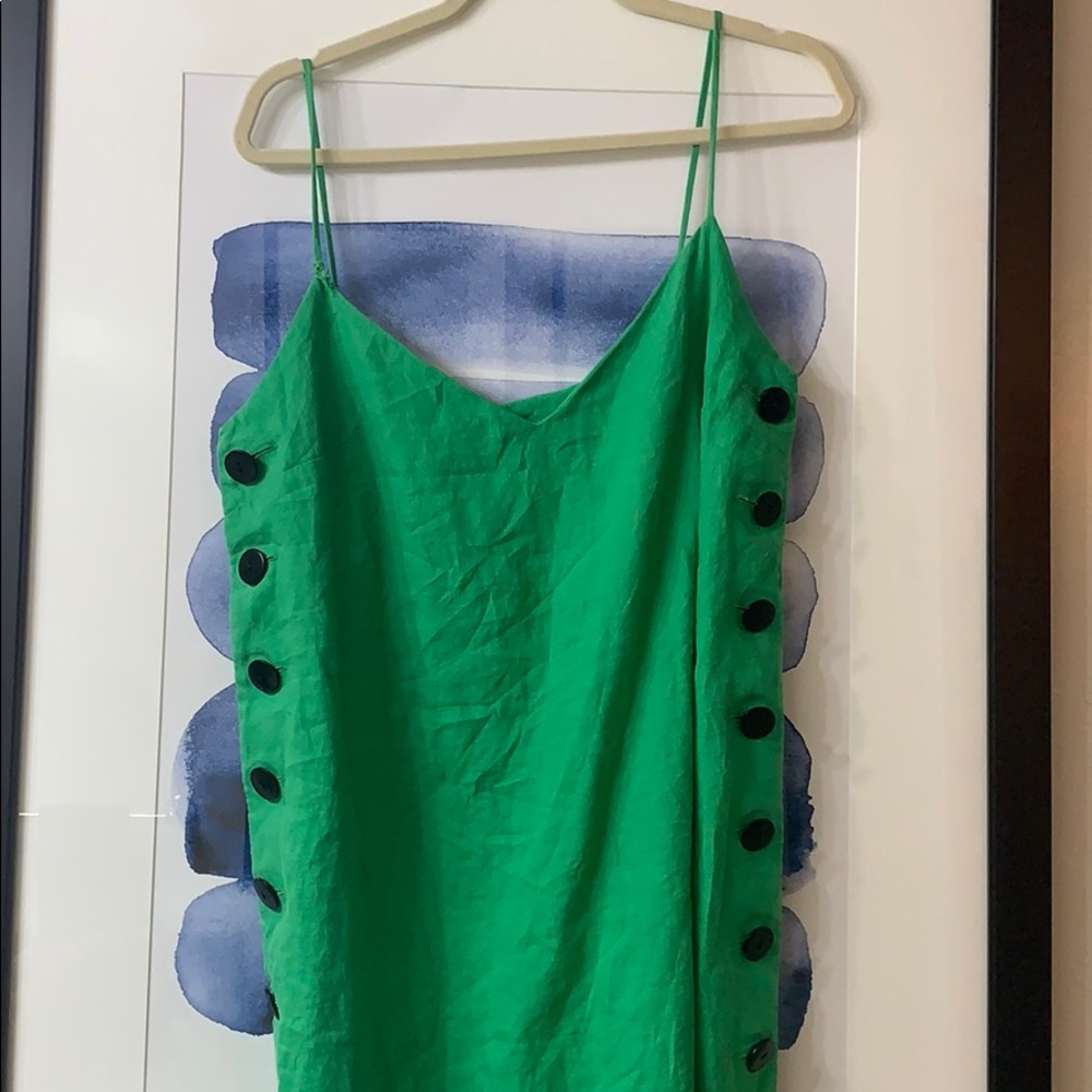 Anthropology green button maxi dress
